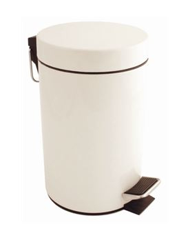 3L White Round Pedal Bin