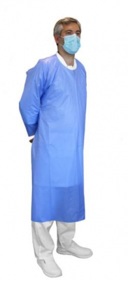 Blue CPE Gown with Sleeves and Thumb Loops