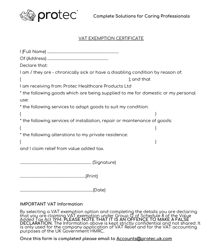 VAT EXEMPTION | Protec®