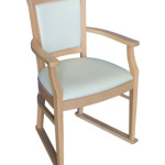 Tintagel Dining Chair with Skis & Arms in Cream Vinyl