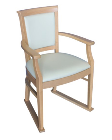 Tintagel Dining Chair with Skis & Arms in Cream Vinyl