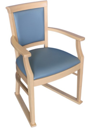 Tintagel Dining Chair with Skis & Arms in Grey Vinyl