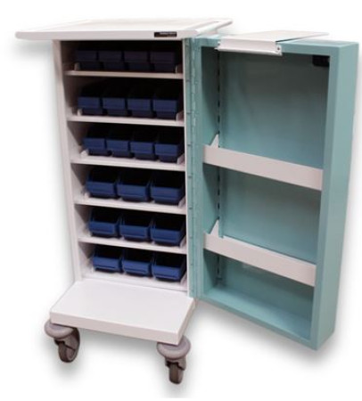Medication Drugs Trolley Single Door - 24 Tray