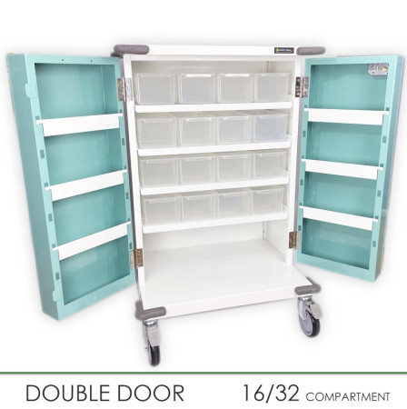 16 Tray Original Packaging Drugs Trolley - Key Lock