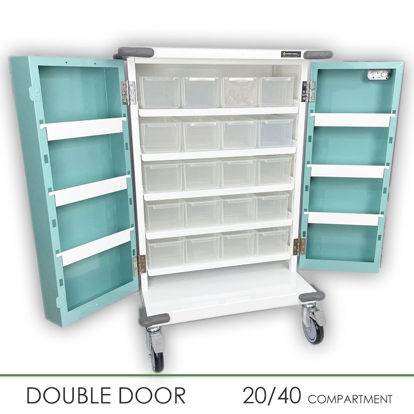 20 Tray Original Packaging Drugs Trolley - Key Lock