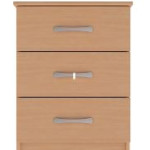 Bedside Cabinet - Rounded Top 3 Drawer/Lock - Beech