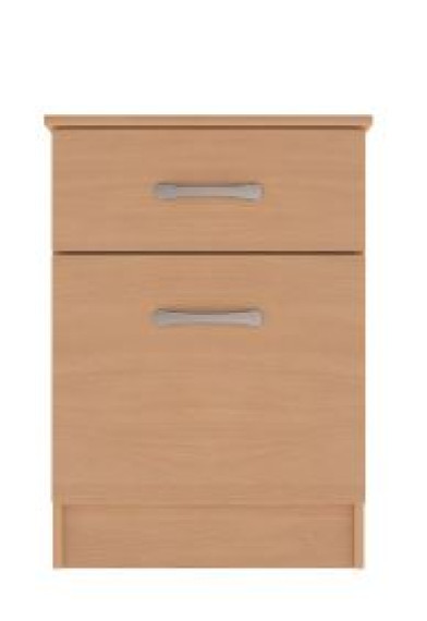 Bedside Cabinet - Rounded Top 1 Drawer/Door & Lock - Beech