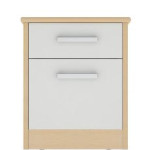 Linea Bedside Cabinet Oak with Cream Drawer/Lock & Door