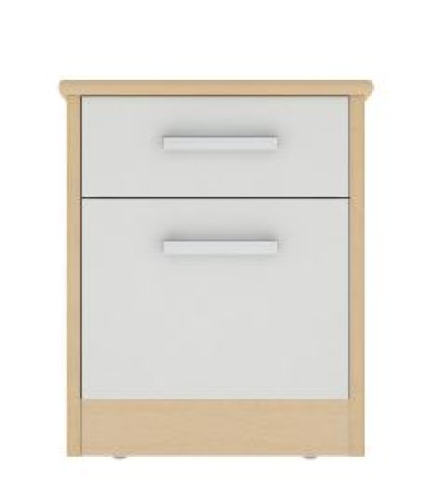 Linea Bedside Cabinet Oak with Cream Drawer/Lock & Door