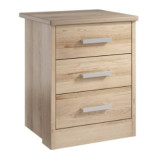 Linea 3 Drawer Bedside Cabinet with Lock - Beech