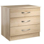 Classic 3 Drawer Wide Chest Rounded Top in Beech