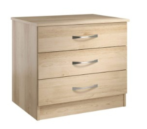 Classic 3 Drawer Wide Chest Rounded Top in Beech