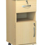Bedside Locker- Hospital Style Lock Door & Draw - Beech