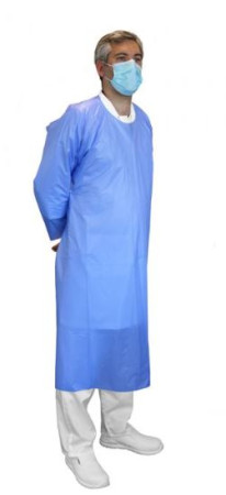 Blue CPE Gown with Sleeves and Thumb Loops