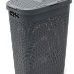40ltr Slim Laundry Basket Rattan Effect
