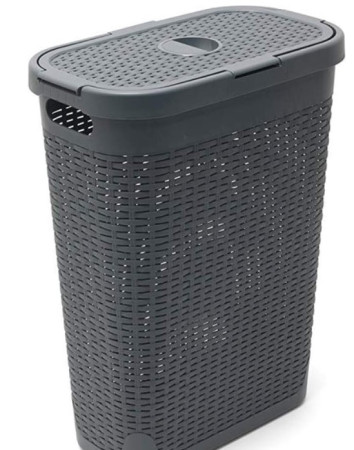 40ltr Slim Laundry Basket Rattan Effect