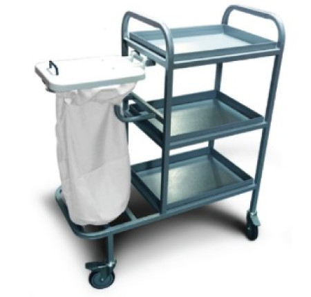 3 Shelf Linen Trolley With 1 Bag Holder