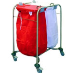 Medi Cart Linen Trolley Double with Red/White Lids