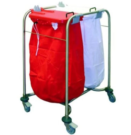 Medi Cart Linen Trolley Double with Red/White Lids
