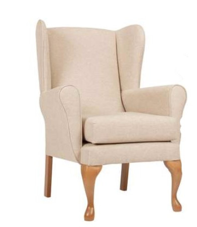 Queen Anne Fireside Chair in Oyster (Cream)