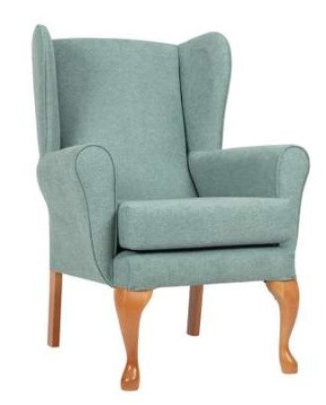 Queen Anne Fireside Chair in Mineral (Teal)