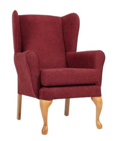 Queen Anne Fireside Chair in Brick (Burgundy)