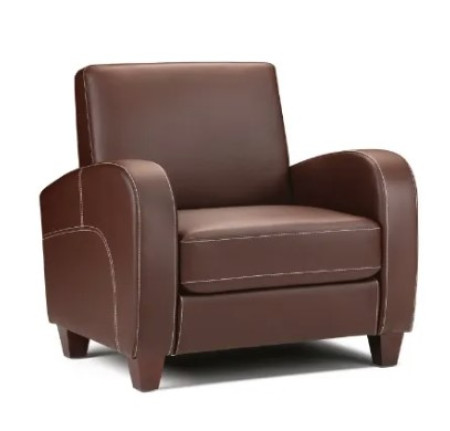 Viano 1 Seater Sofa in Chestnut Brown Faux Leather