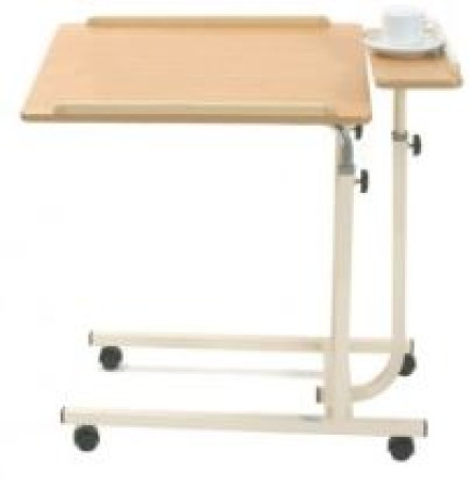 Overbed Table Wheeled Split Table Beech Creme Frame