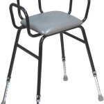 Black Perching Stool - Padded Back & Arms- Height Adjustable