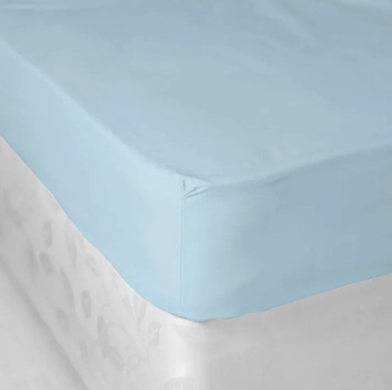 Polycotton Fitted Sheet Single Light Blue