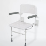 Wall Mounted Shower Seat with back, arms & support legs