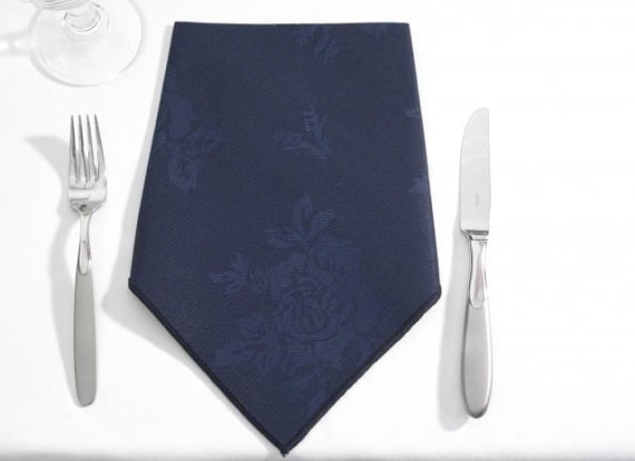 Circular Table Cloth - Navy 68" Rose Design